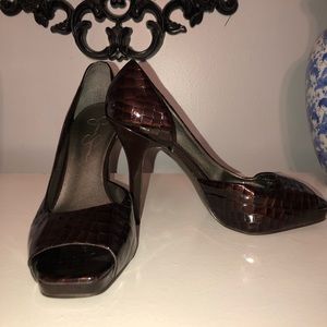 Jessica Simpson Crocodile Embossed Patent Heels
